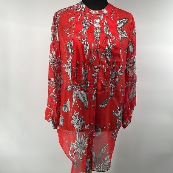 ANTHROPOLOGIE leifsdottir blouse button front 100% silk floral top flowy sz 6 - Picture 4 of 11